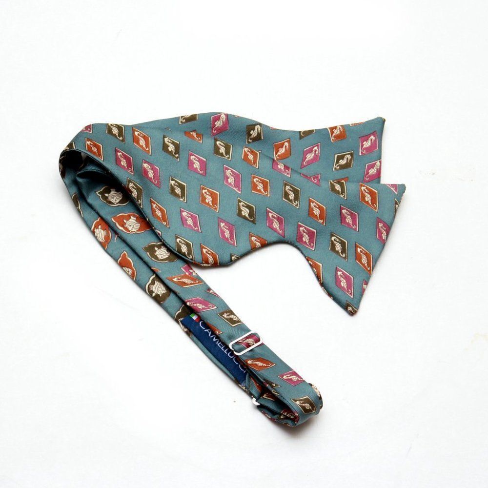 New Men's Self-tied Bow Tie 100%Silk Big‎ Butterfly Gift Box Nautica Motive S658 - Picture 8 of 12